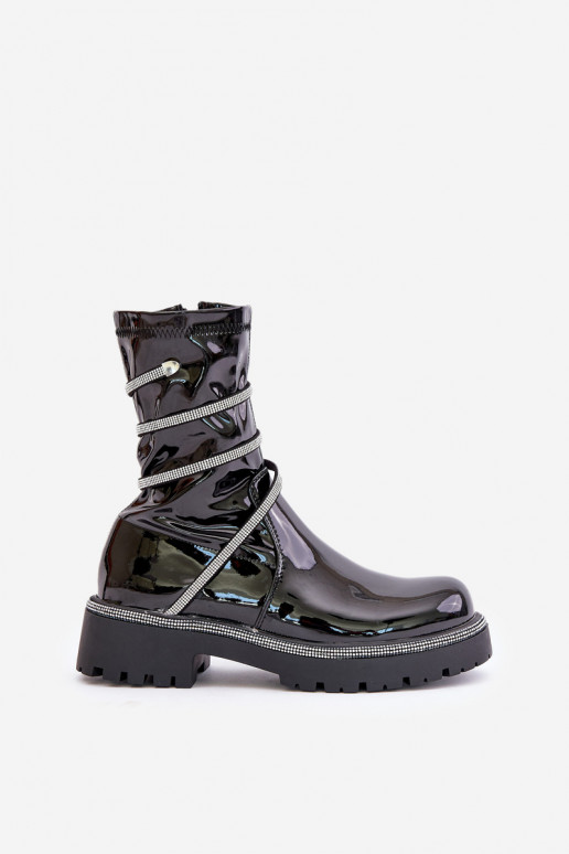 su lako efektu Aulinukai Su dekoracija juodos spalvos Kikizelle su lako efektu Aulinukai Su dekoracija juodos spalvos Kikizelle