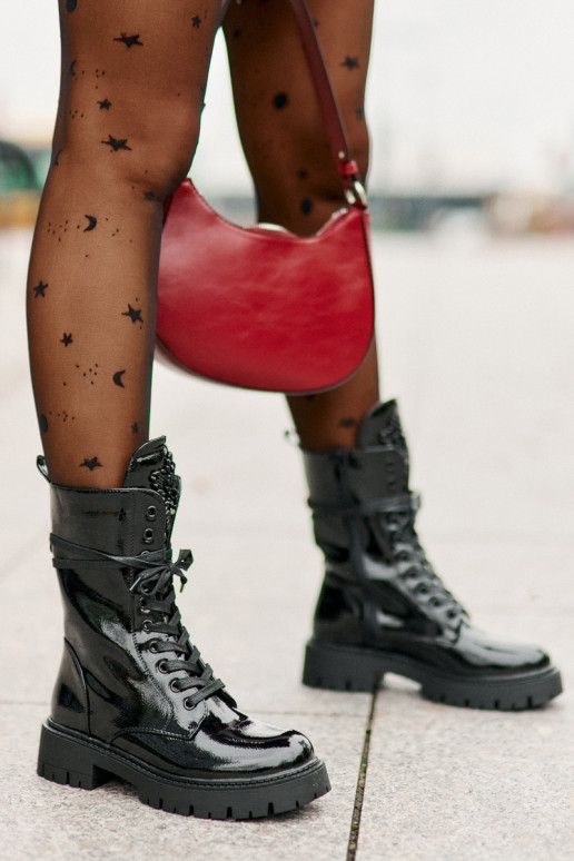 Su lako efektu pašiltinti aulinukai su ornamentais juodos spalvos Kelilea Su lako efektu pašiltinti aulinukai su ornamentais juodos spalvos Kelilea