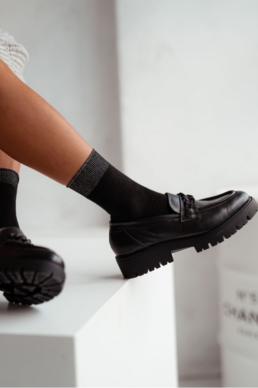 Moteriškos kojinės BaĮełniane Z LurekPelėdosm Ściągaczem juodos spalvos Moteriškos kojinės BaĮełniane Z LurekPelėdosm Ściągaczem juodos spalvos