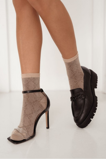 Raštuotas Kojinės Moteriškas smėlio spalvos