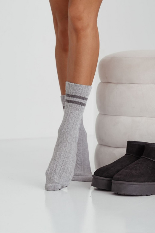 Kojinės Moteriškas INarkocz su juostelėmis pilkos spalvos Kojinės Moteriškas INarkocz su juostelėmis pilkos spalvos
