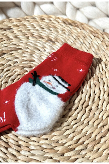 Vaikiški Christmas Medvilninės kojinės su sniego seniais raudonos spalvos 2