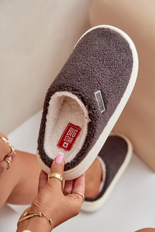 pašiltinti Šlepetės Ant storo pado Big Star MM274134 pilkos spalvos pašiltinti Šlepetės Ant storo pado Big Star MM274134 pilkos spalvos