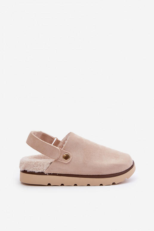 Šlepetės Moteriškas su platforma pašiltinti su kailiuku viduje Typu Baranek smėlio spalvos Sanilora