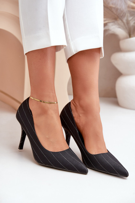 aukštakulniai bateliai Moteriškas su dryžiais juodos spalvos Tifidra  aukštakulniai bateliai Moteriškas su dryžiais juodos spalvos Tifidra