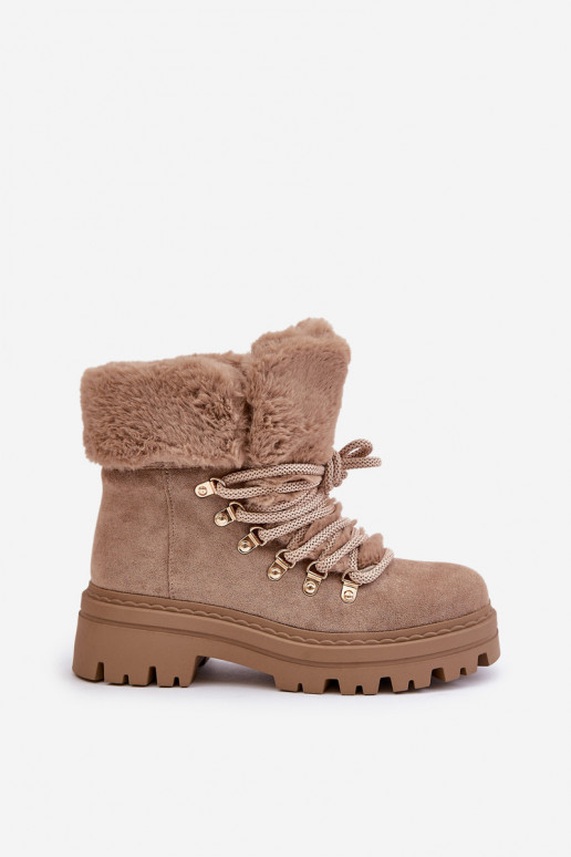 su raišteliais batai Moteriškas su kailiuku smėlio spalvos Vaminia