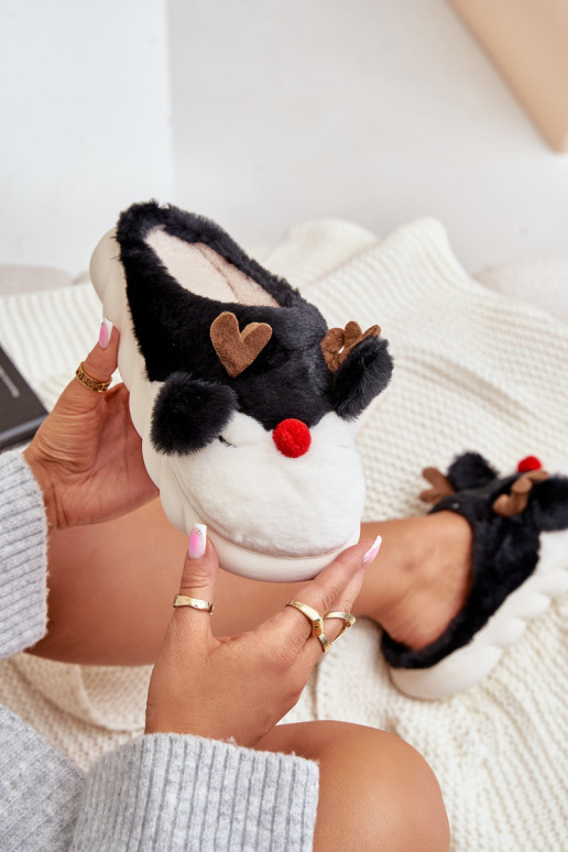 su kailiuku Šlepetės Moteriškas Su tema Šiaurės elniai juodos spalvos INistira