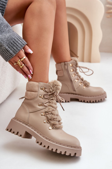 pašiltinti Aulinukai batai Į Pilį iš eko odos smėlio spalvos INillatta