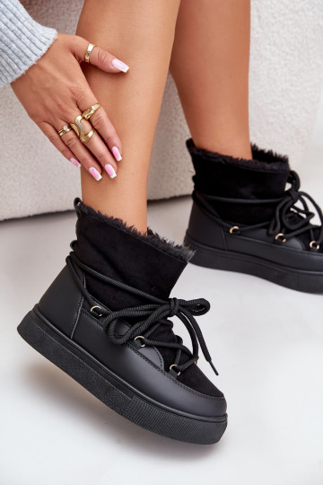 sniego batai Moteriškas su platforma pašiltinti su kailiuku viduje juodos spalvos Aziara
