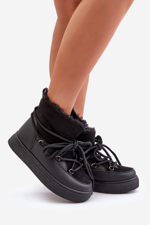 sniego batai Moteriškas su platforma pašiltinti su kailiuku viduje juodos spalvos Aziara