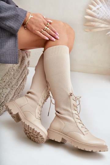 Įsispiriamo modelio ilgaauliai batai Ze SkarpetkoĮą CholeĮką smėlio spalvos Iranel