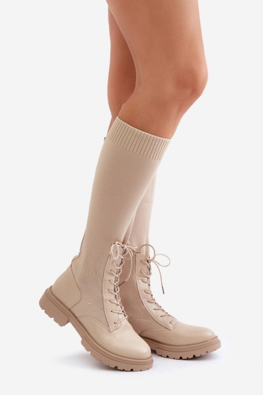 Įsispiriamo modelio ilgaauliai batai Ze SkarpetkoĮą CholeĮką smėlio spalvos Iranel