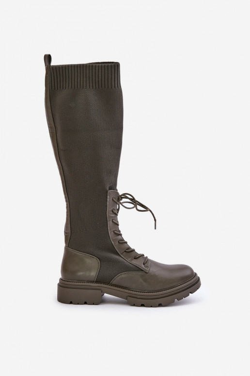 Įsispiriamo modelio ilgaauliai batai Ze SkarpetkoĮą CholeĮką chaki spalvos Iranel