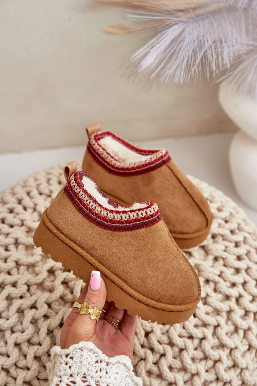 Vaikiški sniego batai su platforma pašiltinti su kailiuku viduje rudos spalvos Vilabria Vaikiški sniego batai su platforma pašiltinti su kailiuku viduje rudos spalvos Vilabria