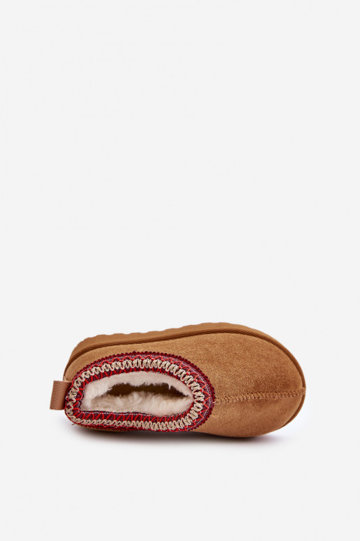 Vaikiški sniego batai su platforma pašiltinti su kailiuku viduje rudos spalvos Vilabria Vaikiški sniego batai su platforma pašiltinti su kailiuku viduje rudos spalvos Vilabria