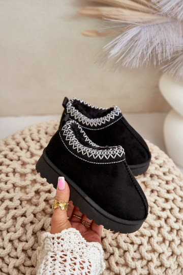 Vaikiški sniego batai su platforma pašiltinti su kailiuku viduje juodos spalvos Vilabria