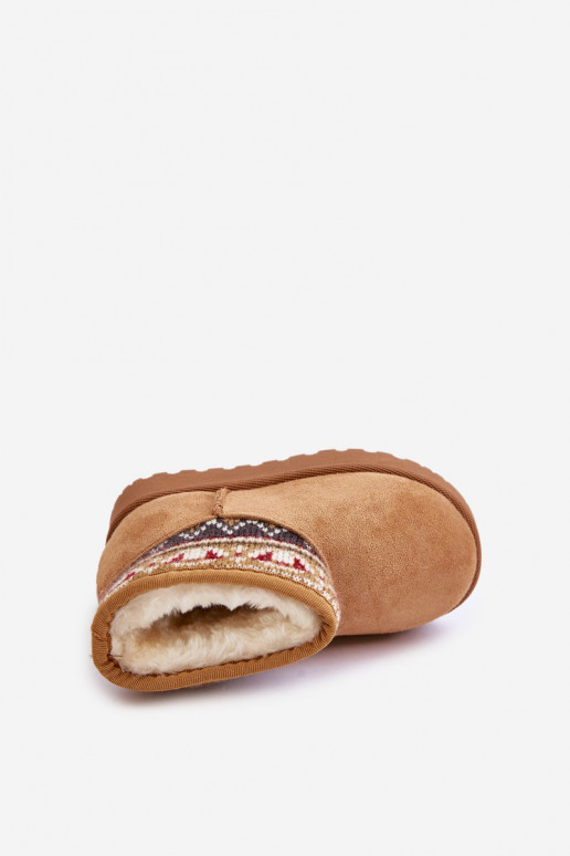 Įsispiriamo modelio sniego batai Vaikiški su raštais INstaĮką pašiltinti su kailiuku viduje rudos spalvos Mirirae