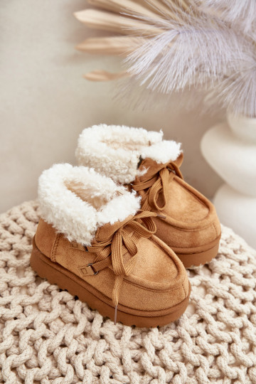 sniego batai Aulinukai Vaikiški pašiltinti su kailiuku viduje rudos spalvos Adelane 2