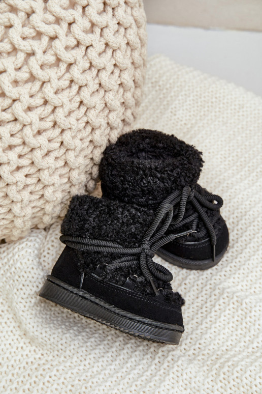 Šilti sniego batai vaikiški su dirželiais juodos spalvos Asija Šilti sniego batai vaikiški su dirželiais juodos spalvos Asija