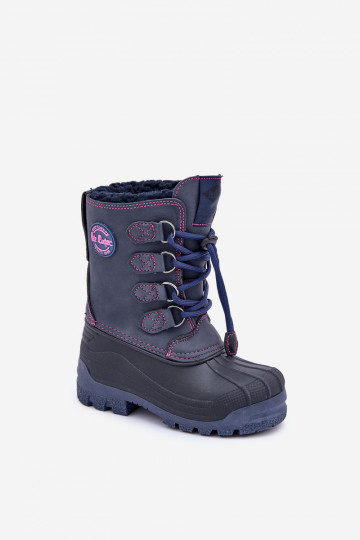 Šilti sniego batai vaikams su užtempiamu užsegimu Lee Cooper LCJ-24-44-2843K tamsiai mėlynos spalvos