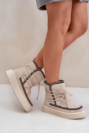 sniego batai Moteriškas Z Haftem su platforma dramblio kaulo spalvos Įjungtaleris