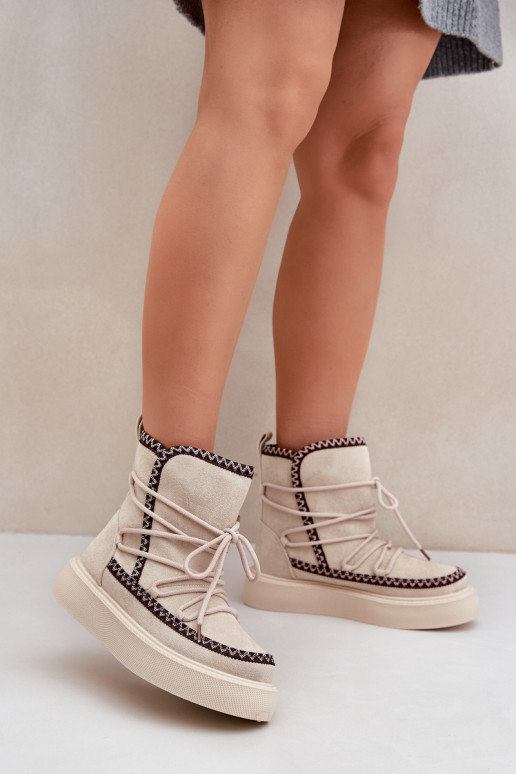 sniego batai Moteriškas Z Haftem su platforma dramblio kaulo spalvos Įjungtaleris