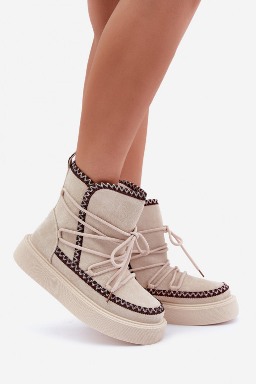 sniego batai Moteriškas Z Haftem su platforma dramblio kaulo spalvos Įjungtaleris