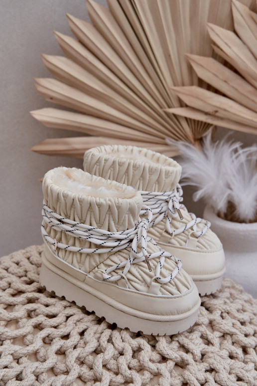 sniego batai Vaikiški pašiltinti Grubym su kailiuku viduje dramblio kaulo spalvos Įjungtastira