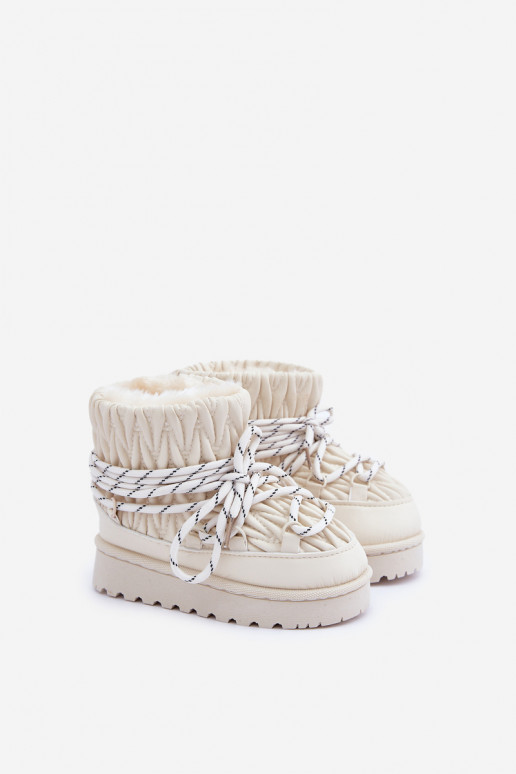 sniego batai Vaikiški pašiltinti Grubym su kailiuku viduje dramblio kaulo spalvos Įjungtastira