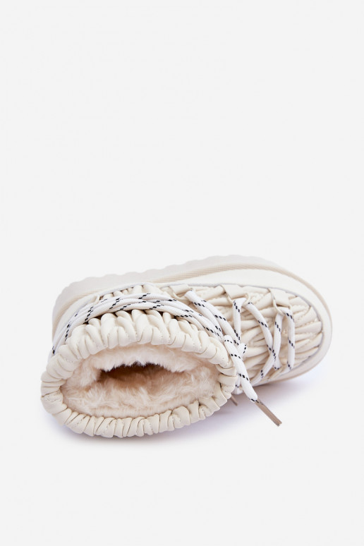 sniego batai Vaikiški pašiltinti Grubym su kailiuku viduje dramblio kaulo spalvos Įjungtastira