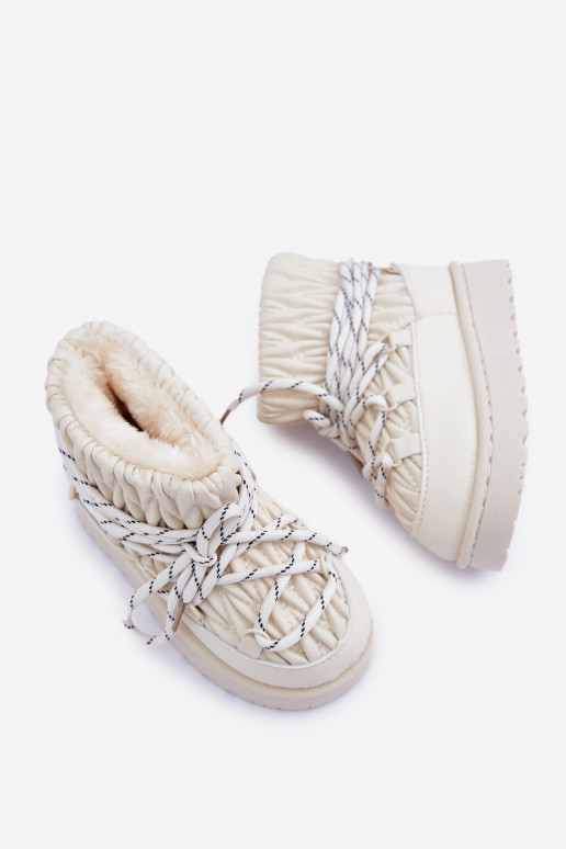 sniego batai Vaikiški pašiltinti Grubym su kailiuku viduje dramblio kaulo spalvos Įjungtastira