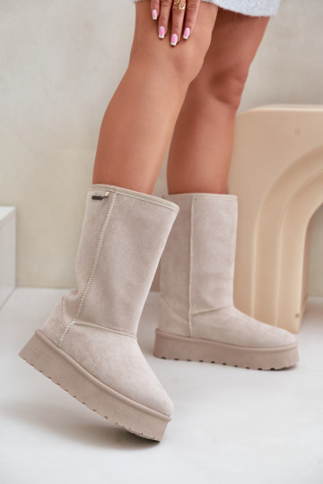 Paaukštinti sniego batai su platforma Big Star OO274894 dramblio kaulo spalvos