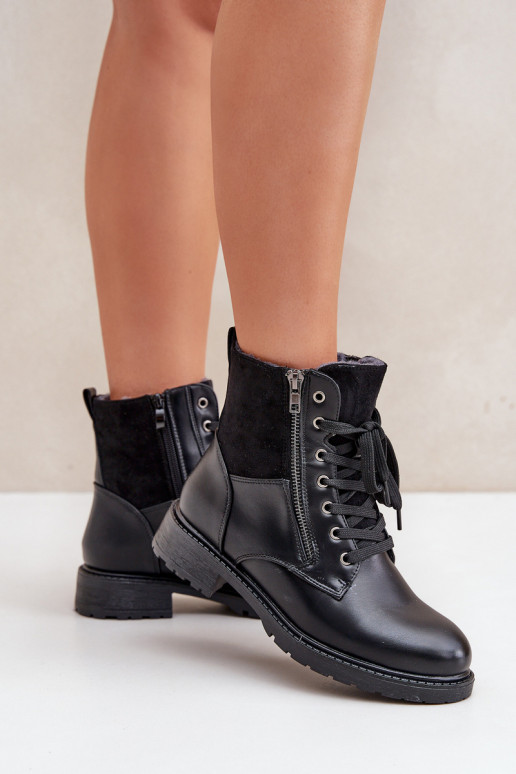 pašiltinti Aulinukai su plačiais kulniukais Eko Oda juodos spalvos Įjungtaoise