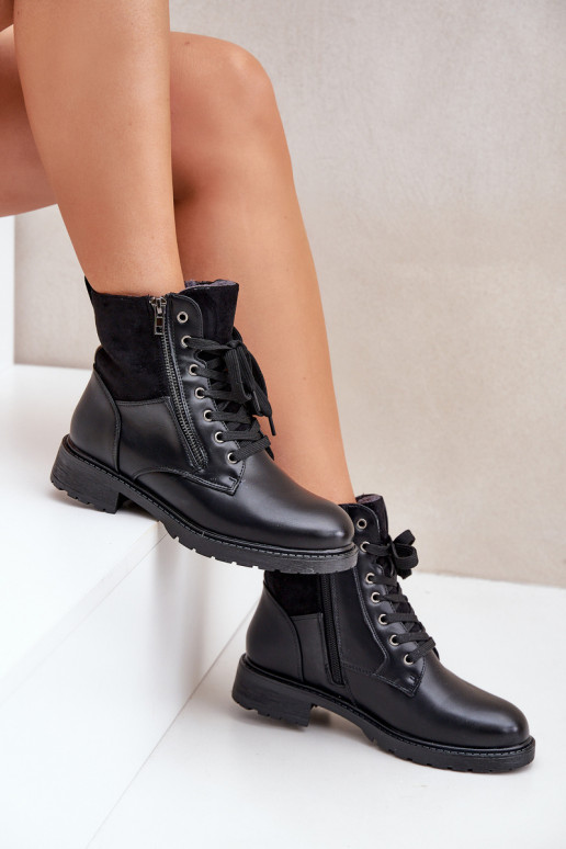 pašiltinti Aulinukai su plačiais kulniukais Eko Oda juodos spalvos Įjungtaoise