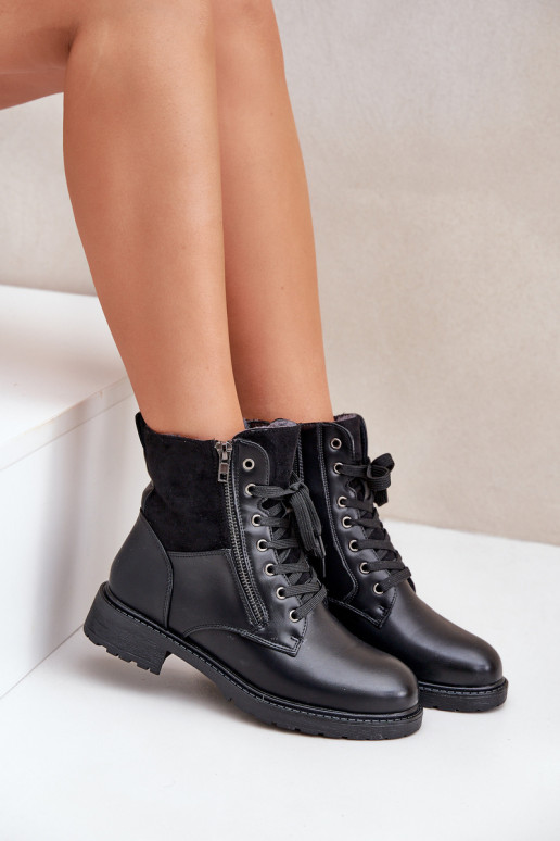 pašiltinti Aulinukai su plačiais kulniukais Eko Oda juodos spalvos Įjungtaoise