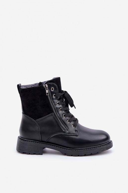 pašiltinti Aulinukai su plačiais kulniukais Eko Oda juodos spalvos Įjungtaoise