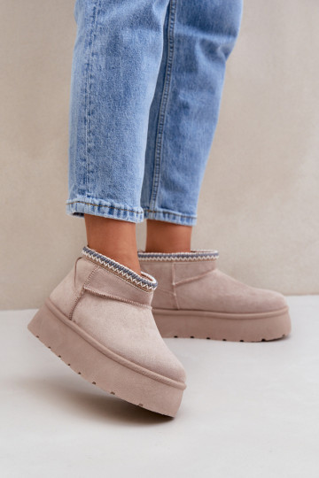 sniego batai su platforma Su puošniais Haftem dramblio kaulo spalvos Heslania 2