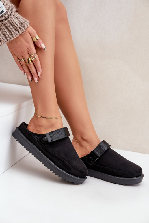 pašiltinti Šlepetės Moteriškas su platforma juodos spalvos Neliel