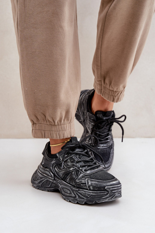 Sneakers modelio batai Moteriškas Z Przetarciami su platforma juodos spalvos SeladĮen Sneakers modelio batai Moteriškas Z Przetarciami su platforma juodos spalvos SeladĮen