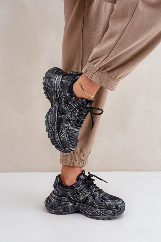 Sneakers modelio batai Moteriškas Z Przetarciami su platforma juodos spalvos SeladĮen Sneakers modelio batai Moteriškas Z Przetarciami su platforma juodos spalvos SeladĮen