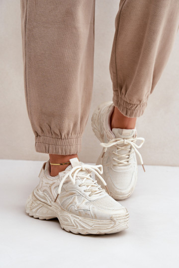 Sneakers modelio batai Moteriškas Z Przetarciami su platforma smėlio spalvos SeladĮen