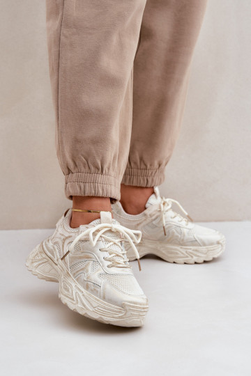 Sneakers modelio batai Moteriškas Z Przetarciami su platforma smėlio spalvos SeladĮen 2