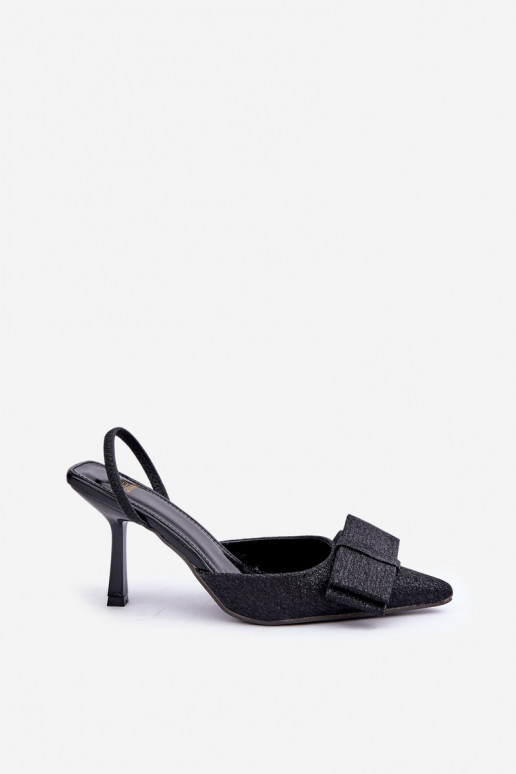 Blizgantys aukštakulniai bateliai su kaspinais juodos spalvos Gredan Blizgantys aukštakulniai bateliai su kaspinais juodos spalvos Gredan