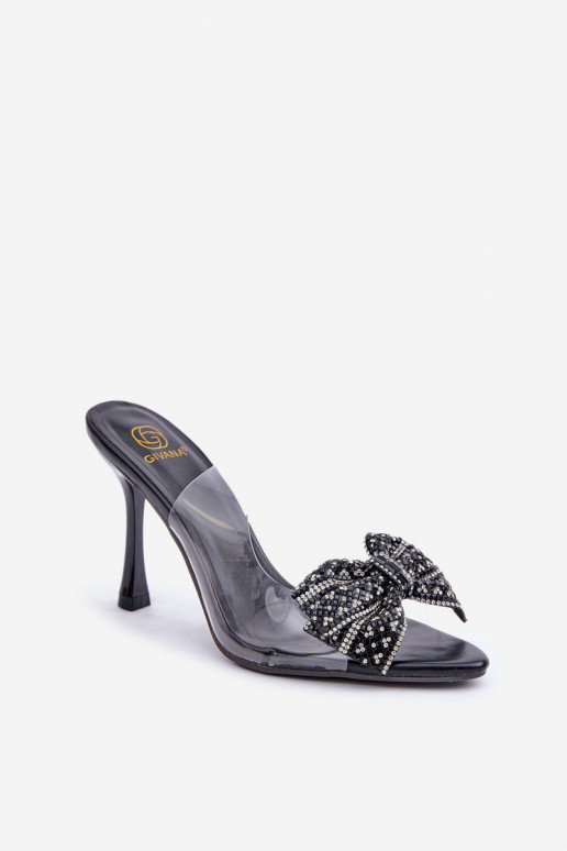 Perregimi basutės su plonais kulniukais Su Shiny Lankas juodos spalvos Viosta