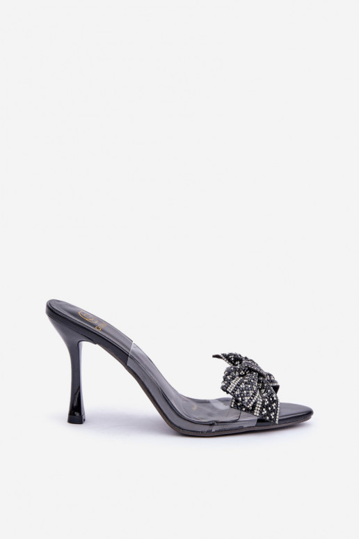 Perregimi basutės su plonais kulniukais Su Shiny Lankas juodos spalvos Viosta