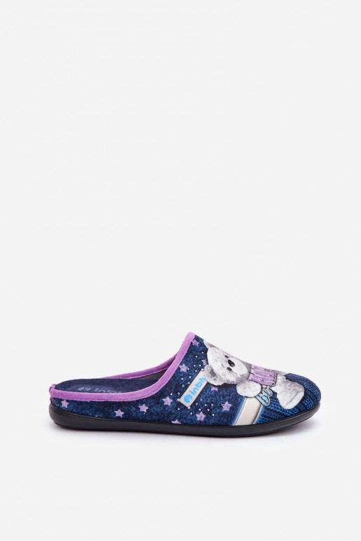 batai naminės Moteriškas Šlepetės Su Meškiuku Inblu GF000025 tamsiai mėlynos spalvos batai naminės Moteriškas Šlepetės Su Meškiuku Inblu GF000025 tamsiai mėlynos spalvos