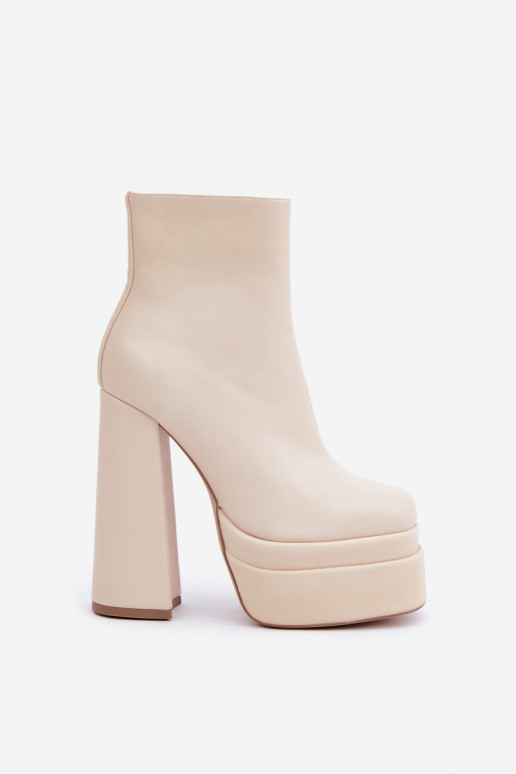 Aulinukai su platforma I Įrašas pašiltinti dramblio kaulo spalvos Selahra