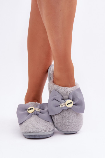 Šlepetės Moteriškas su kailiuku I Lankas pilkos spalvos Olfedi