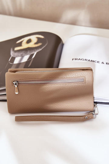 Didelė moteriška piniginė su įspaudu iš eko odos Tamsussmėlio spalvos Tai turirtiel 2