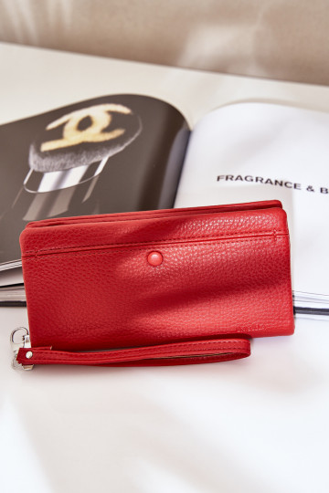 Didelė moteriška piniginė su įspaudu iš eko odos raudonos spalvos Tai turirtiel